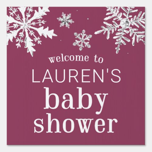 Winter Baby Shower Snowflake Custom Welcome Yard S Sign