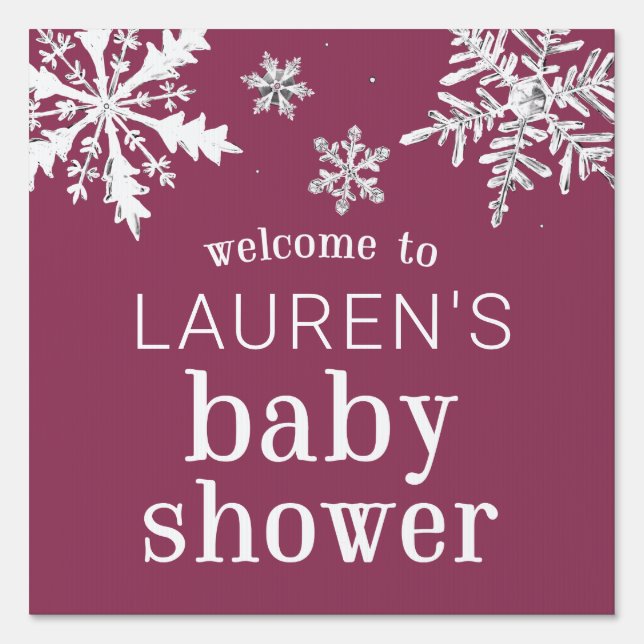Winter Baby Shower Snowflake Custom Welcome Yard S Sign (Front)