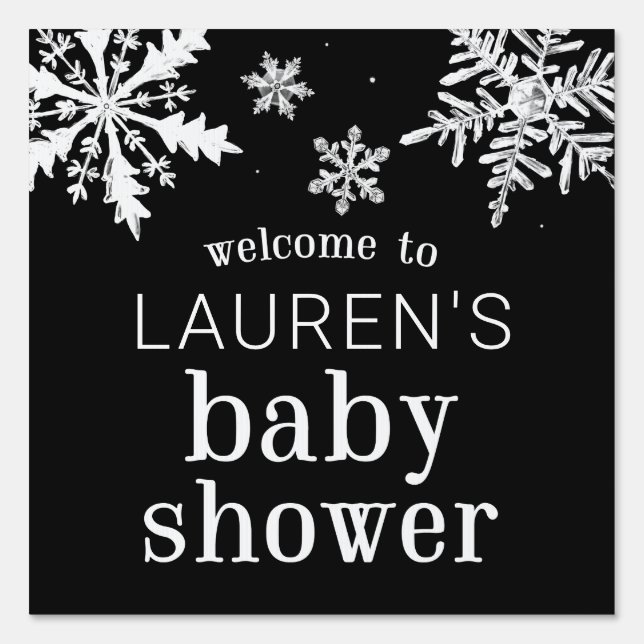 Winter Baby Shower Snowflake Custom Welcome Yard Sign (Front)