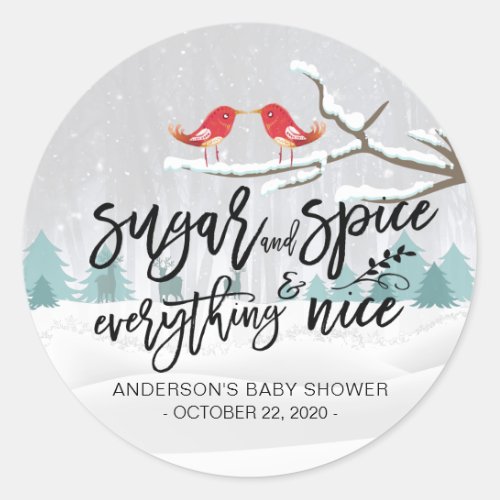 Winter Baby Shower Sugar  Spice  Everything Nice Classic Round Sticker