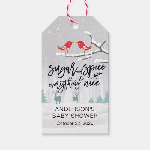 Winter Baby Shower Sugar  Spice  Everything Nice Gift Tags