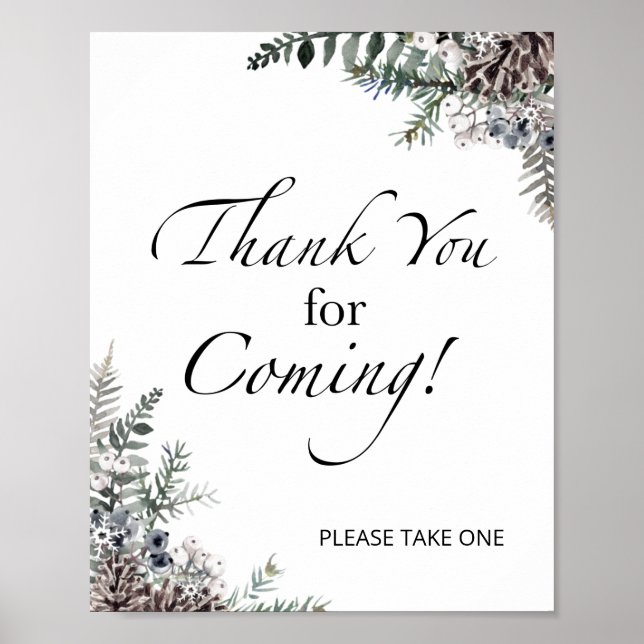 Winter Baby Shower Thank you for coming Poster (Front)