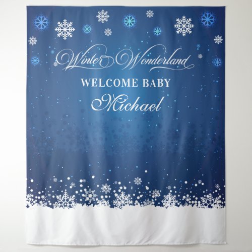 Winter Baby Shower Welcome Baby banner backdrop
