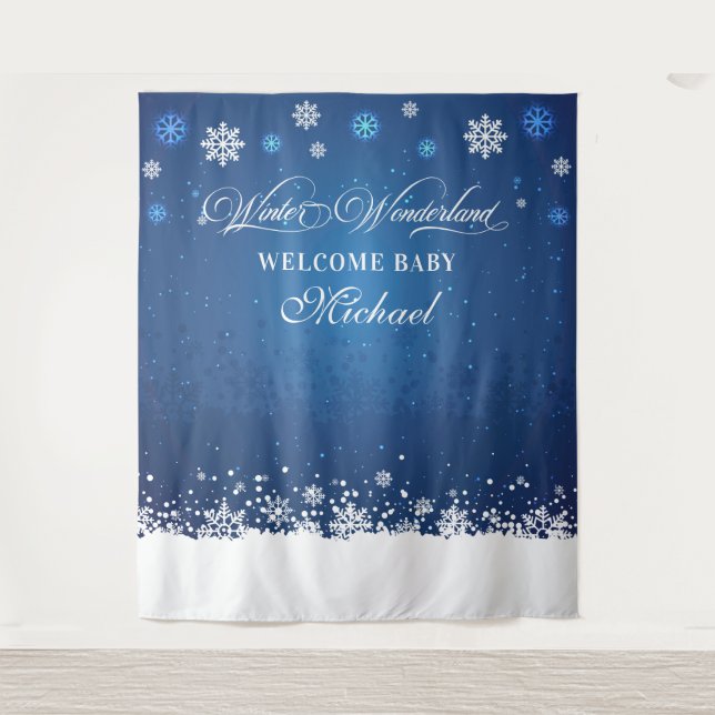 Winter Baby Shower Welcome Baby banner backdrop (Front)