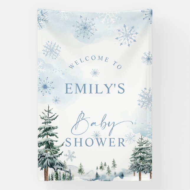 Winter Baby Shower Welcome Banner (Vertical)