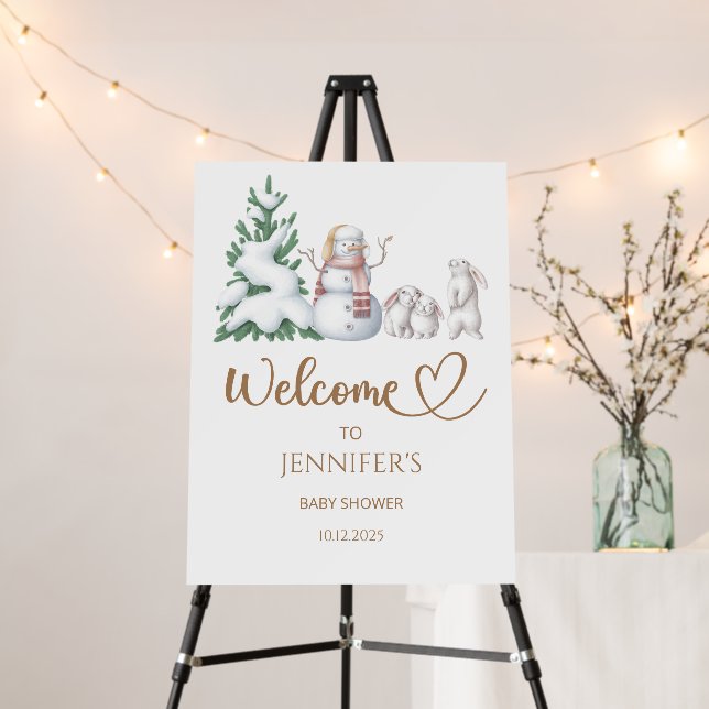 Winter baby shower welcome foam board (In Situ (Stand))