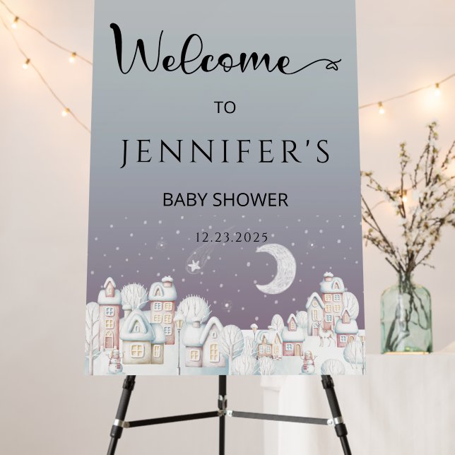 Winter baby shower welcome foam board (In Situ (Stand))