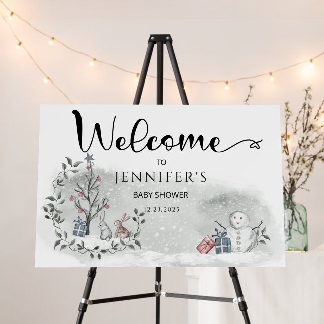 Winter baby shower welcome foam board (In Situ (Stand))