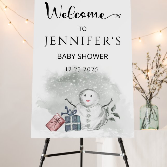 Winter baby shower welcome foam board (In Situ (Stand))