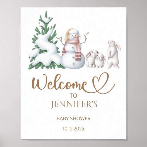 Winter baby shower welcome poster