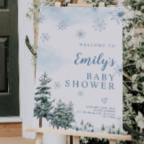 Winter Baby Shower Welcome Sign, Blue Baby Shower Foam Board