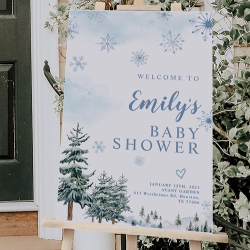 Winter Baby Shower Welcome Sign, Blue Baby Shower
