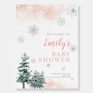 Winter Baby Shower Welcome sign, Pink Foam Board