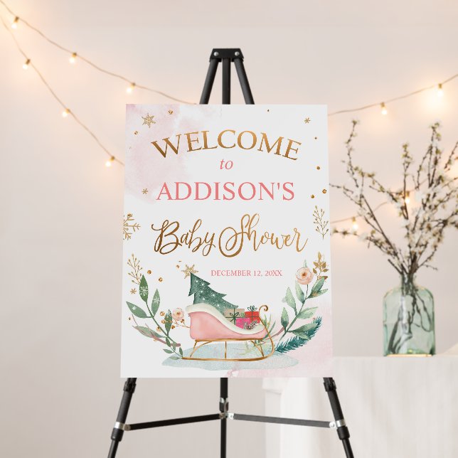 Winter Baby Shower Welcome Sleigh Cold Outside Foam Board (In Situ (Stand))