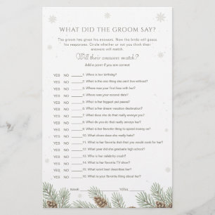 Winter Baby Shower What Did the Groom Say Game