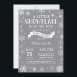 Winter Baby Shower White and Gray Snowflake Invitation<br><div class="desc">Winter Baby Shower invitation. White and Gray Snowflake. Boy or Girl Baby Shower Invitation. Winter Holiday Baby Shower Invite. White and Gray Snowflakes. Gray Background. For further customization,  please click the "Customize it" button and use our design tool to modify this template.</div>
