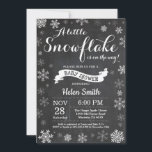 Winter Baby Shower White Snowflake Chalkboard Invitation<br><div class="desc">Winter Baby Shower invitation. White Snowflake. Boy or Girl Baby Shower Invitation. Winter Holiday Baby Shower Invite. White Snowflakes. Chalkboard Background. For further customization,  please click the "Customize it" button and use our design tool to modify this template.</div>
