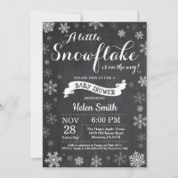 Winter Baby Shower White Snowflake Chalkboard Invitation