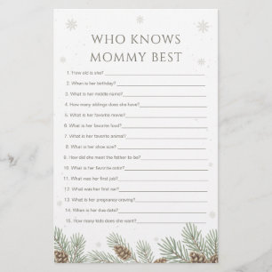 Winter Baby Shower Who Knows Mommy Best Game