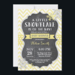 Winter Baby Shower Yellow Snowflake Chalkboard Invitation<br><div class="desc">Winter Baby Shower invitation. Yellow Snowflake. Chalkboard Background. Boy or Girl Baby Shower Invitation. Winter Holiday Baby Shower Invite. Yellow and Gray Silver Snowflakes. White Background. For further customization,  please click the "Customize it" button and use our design tool to modify this template.</div>