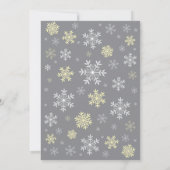 Winter Baby Shower Yellow White and Gray Snowflake Invitation (Back)