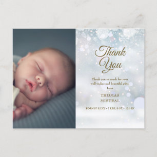 Winter Baby SnowflakesThank You Photo Birth  Announcement Postcard