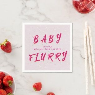 Winter Baby Sprinkle Pink Snow Flurry Napkins