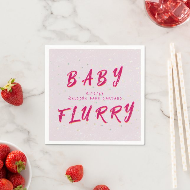 Winter Baby Sprinkle | Pink Snow Flurry Napkins (Insitu)
