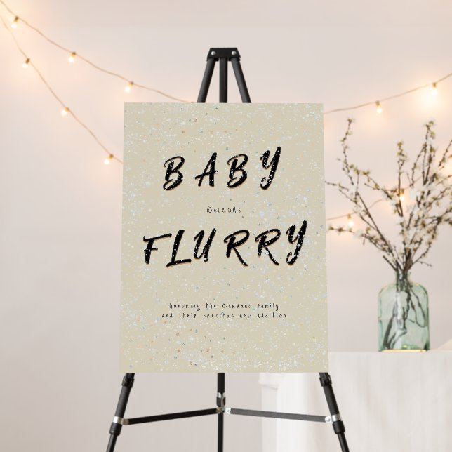 Winter Baby Sprinkle | Snow Flurry Welcome Sign (In Situ (Stand))