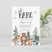 Winter baby woodland baby shower invitation (Standing Front)
