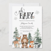 Winter baby woodland baby shower invitation (Front)