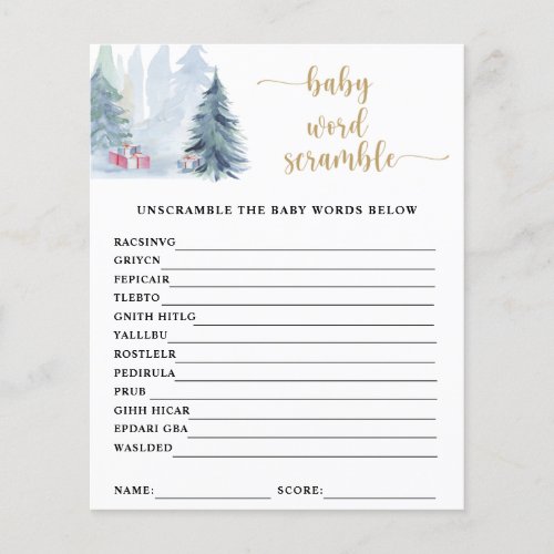 Winter Baby Word Scramble  Baby Shower Game