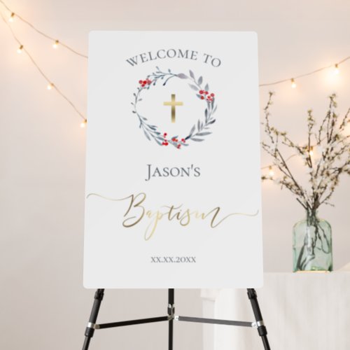 winter Babys Baptism welcome sign