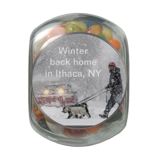 Winter Back Home in Ithaca, NY Jelly Belly Jar (Top)