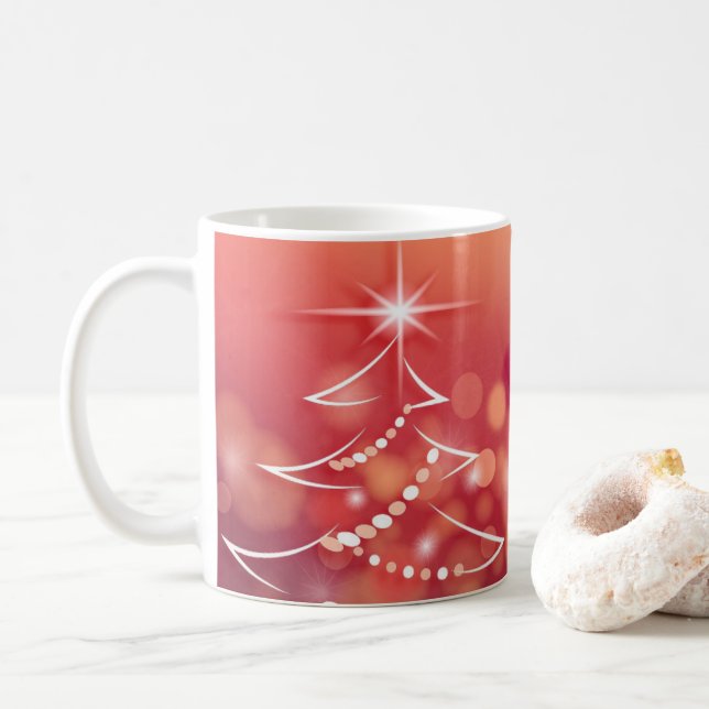 Winter Background With Christmas Tree Coffee Mug (With Donut)