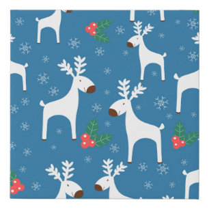 Winter background with deers ( seamless pattern)an faux canvas print
