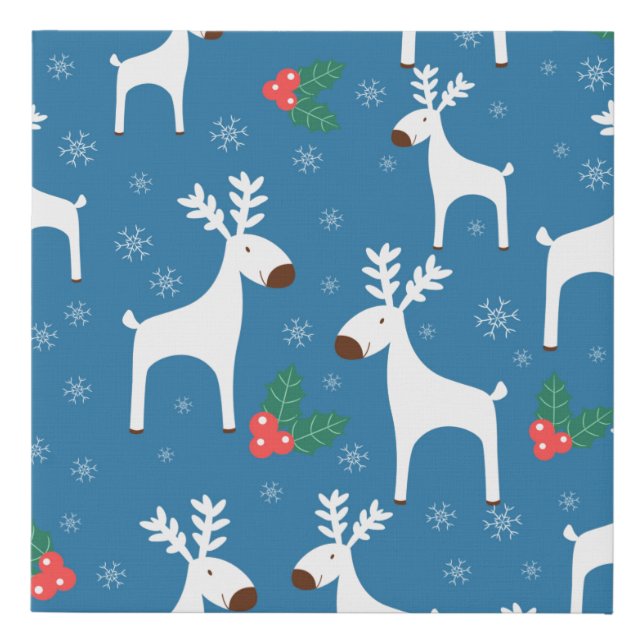 Winter background with deers ( seamless pattern)an faux canvas print (Front)
