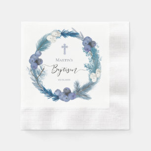 winter Baptism blue wreath Paper Napkins