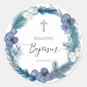 winter Baptism Classic Round Sticker