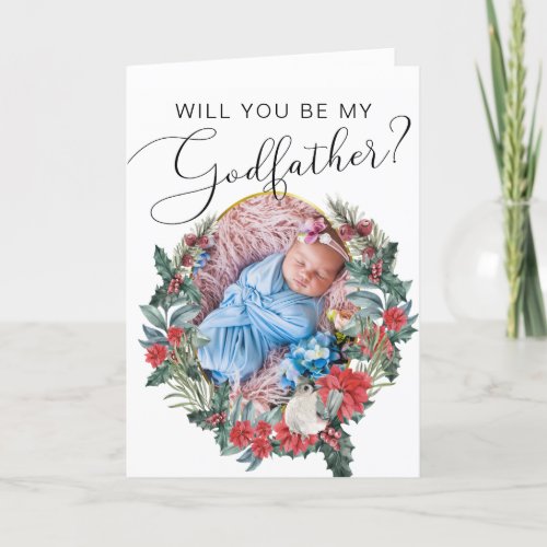 Winter Baptism Godfather Proposal Card