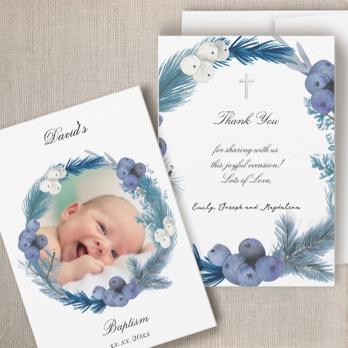 winter Baptism small thank you cards 