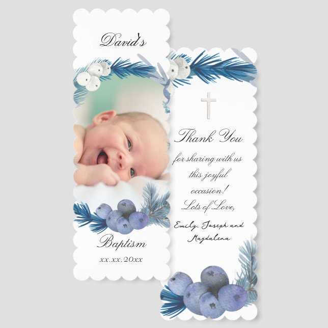 winter Baptism thank you  Bookmarks (Front & Back)