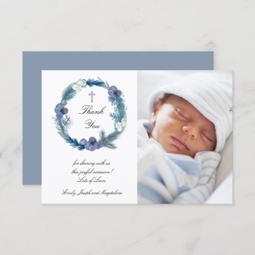 winter Baptism thank you card