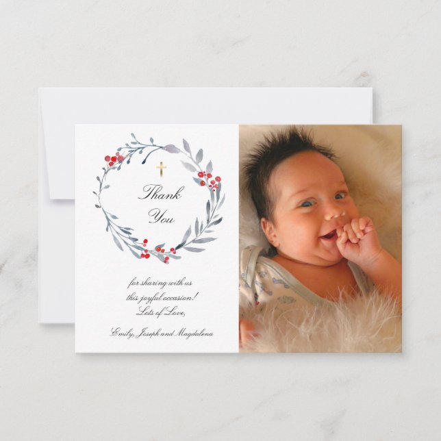 winter Baptism thank you  Invitation (Front)