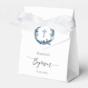 winter Baptism wreath favor box