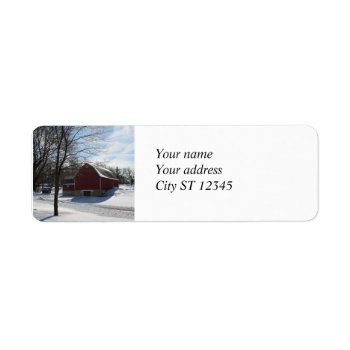 Winter Barn Address Label by lynnsphotos at Zazzle
