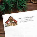 Winter Barn Christmas Label<br><div class="desc">Our festive return address label features a winter barn decorated for Christmas with a wreath. It's the perfect way to let your friends and family know where you live during the holiday season. This label is sure to add a touch of holiday cheer to your mail and get noticed by...</div>
