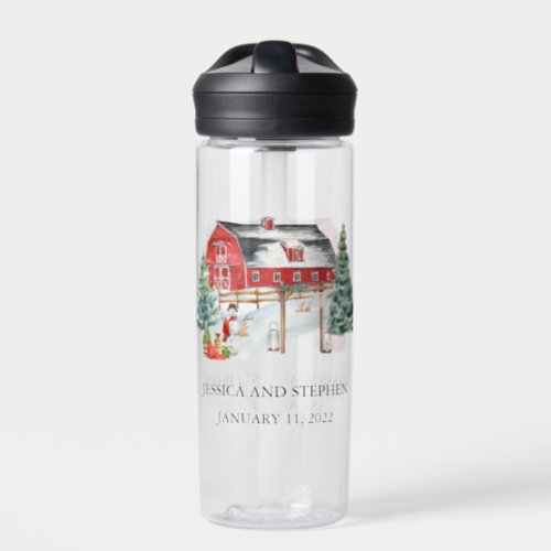  Winter Barn Christmas Wedding  Favor Gift  Water Bottle