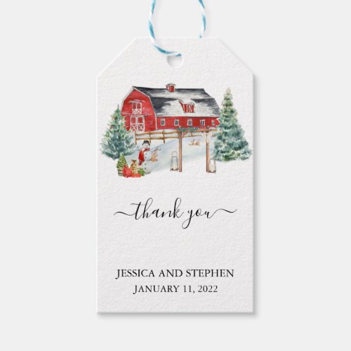  Winter Barn Christmas Wedding  Thank you Gift Tags