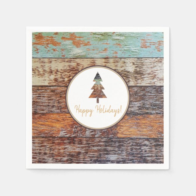 Winter Barn, Happy Holidays Napkins (Front)